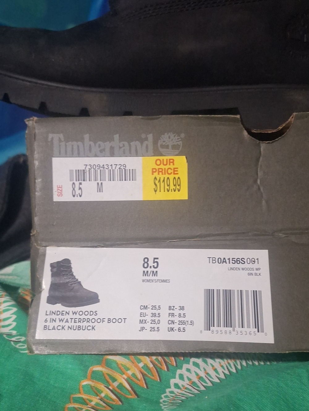 Timberland Black Nubuck 6-In Waterproof Linden Woods Boot
